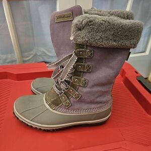 Eddie Bauer Gray Winter Boots Womens Size 10 EUC / Like New